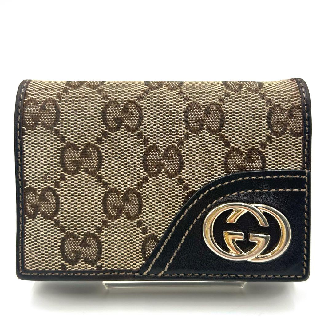GUCCI 　グッチ　GG柄　　名刺入れ　ブラウン×ベージュ
