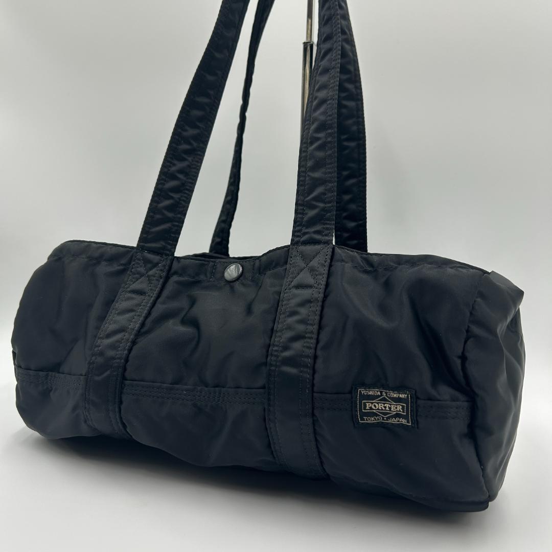 美品✨ ポーター タンカー ミニボストン バッグ 筒形 円形 ナイロン ブラック