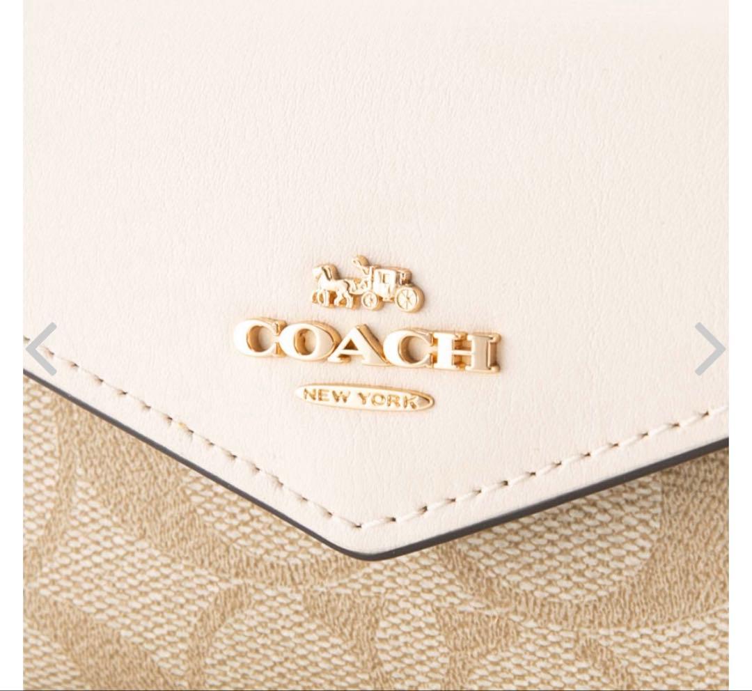 COACH 新品未使用 名刺入れ シグネチャー フラップカードケース ビジネス