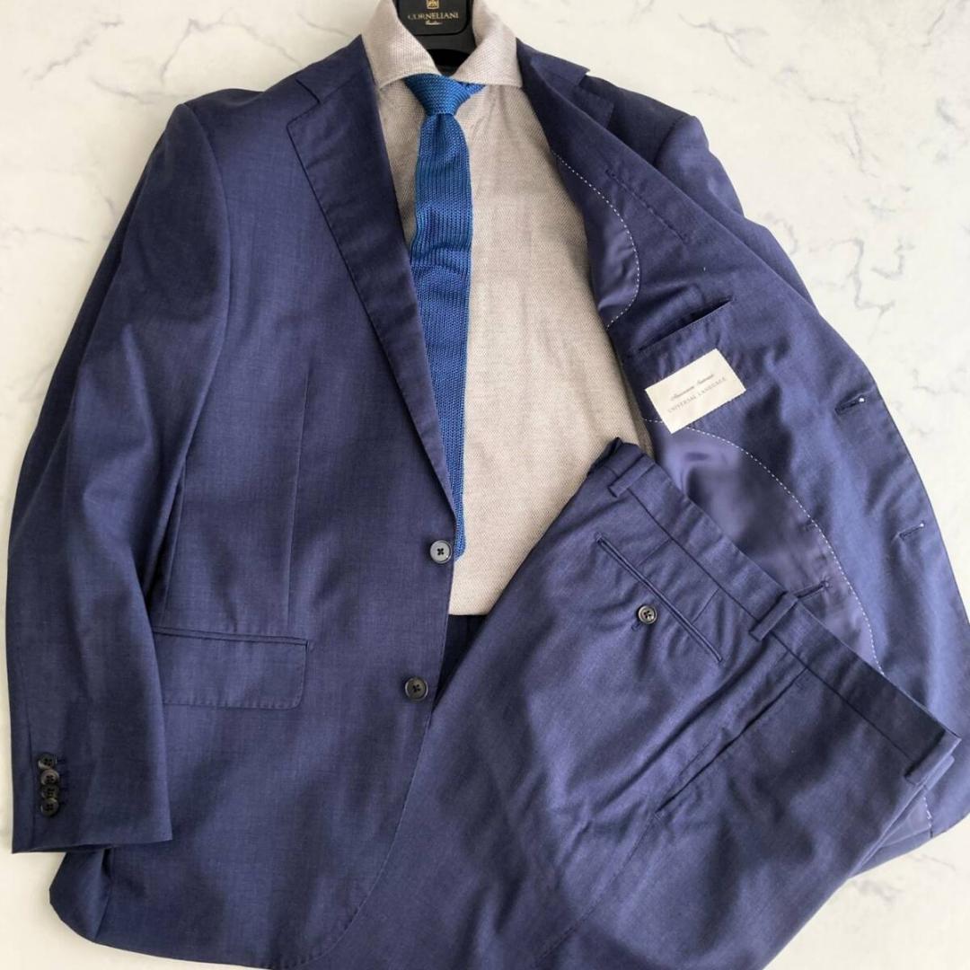 2XL相当◎【極美品】ユニバーサルランゲージ×伊REDA ネイビースーツ