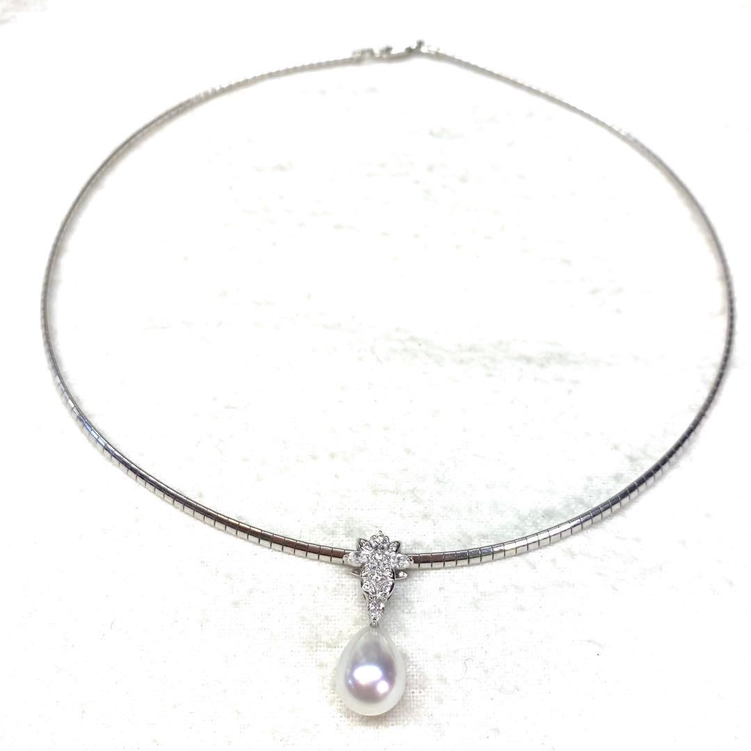 美品☆K18 WG☆銀座ミワ☆白蝶南洋真珠オーロラフェニックス×絶品ダイヤトップ