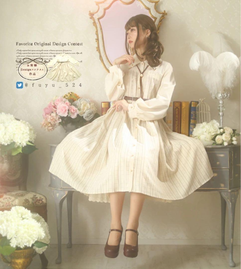 Favorite ミディアム丈 レトロワンピース 原稿用紙柄