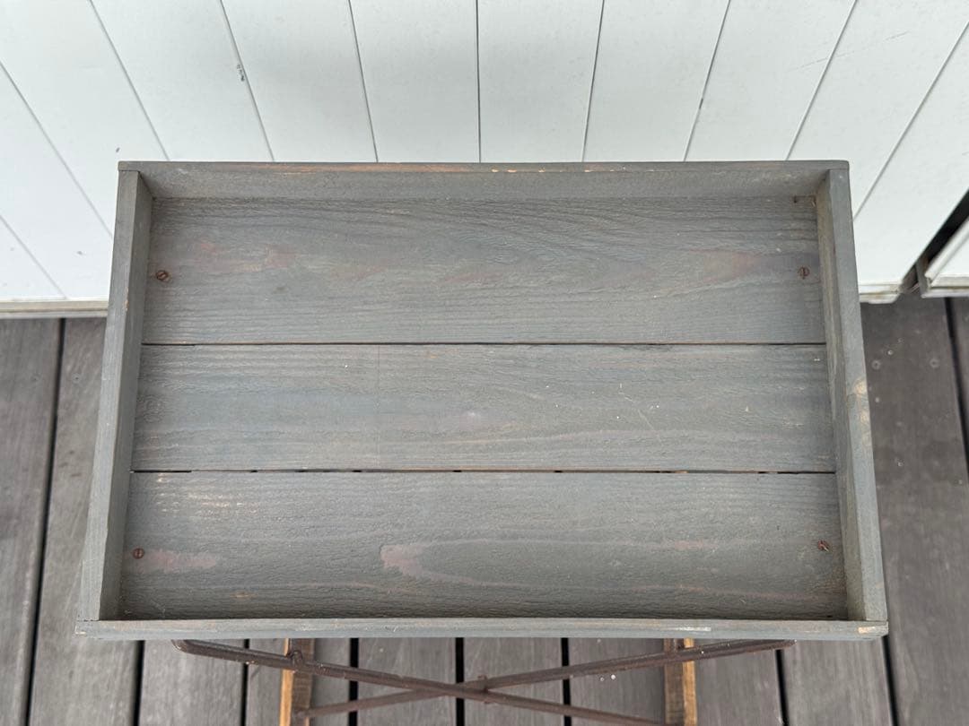 ヴィンテージ 昭和レトロ 古道具 折りたたみ木製トレイテーブル グレー