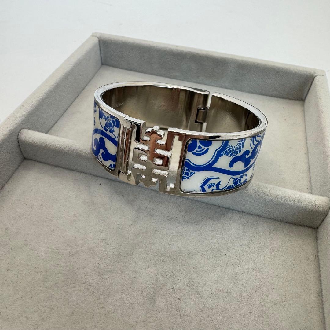 【人気】SHANGHAI TANG ブレスレット　バングル　シルバー　ブルー