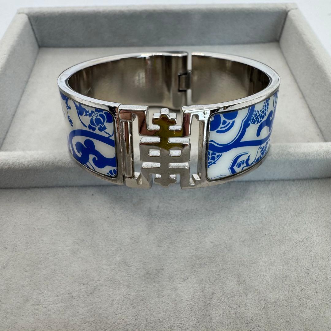 【人気】SHANGHAI TANG ブレスレット　バングル　シルバー　ブルー