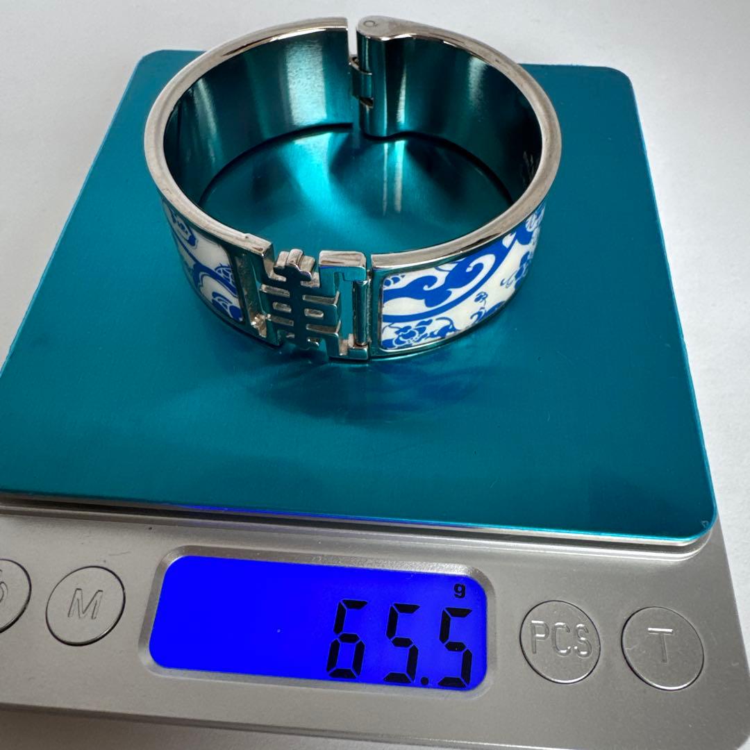 【人気】SHANGHAI TANG ブレスレット　バングル　シルバー　ブルー