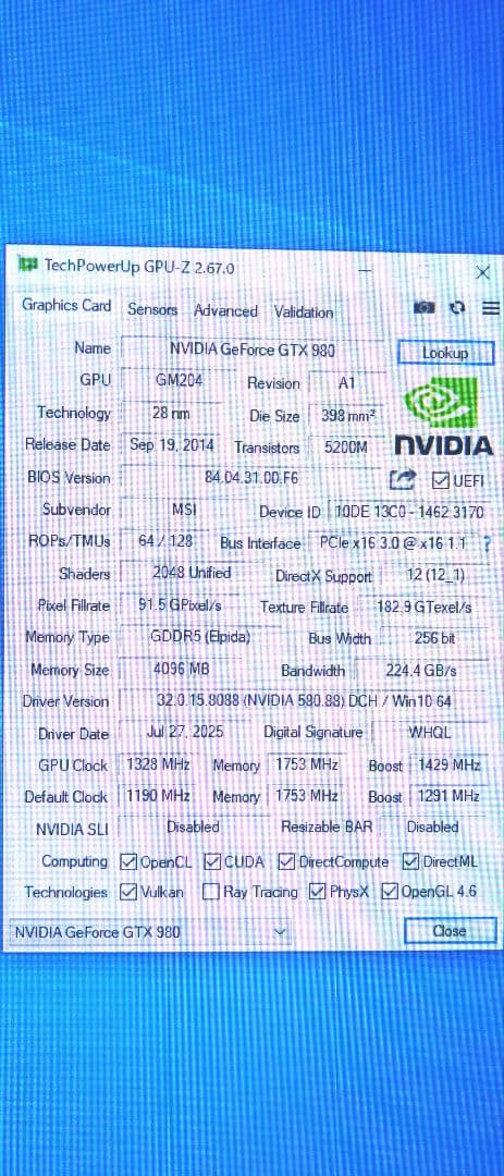 MSI GTX 980 4GB [動作品]