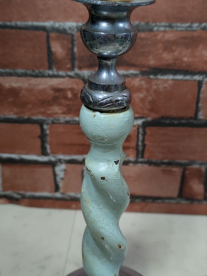 イギリス アンティーク 木製 キャンドルスタンド ペア