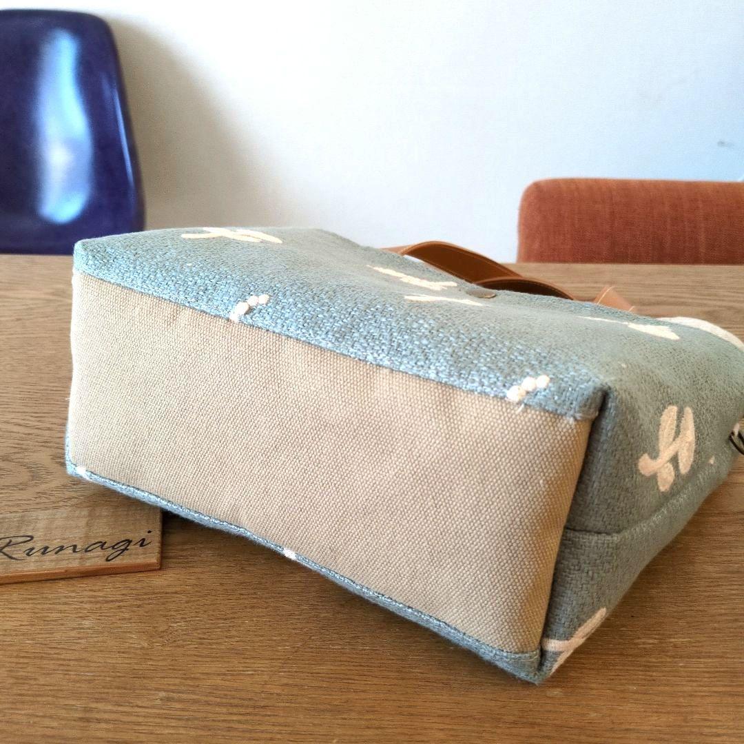 【sale】あおりポケットの巾着バッグ＊ミナペルホネン bonheur