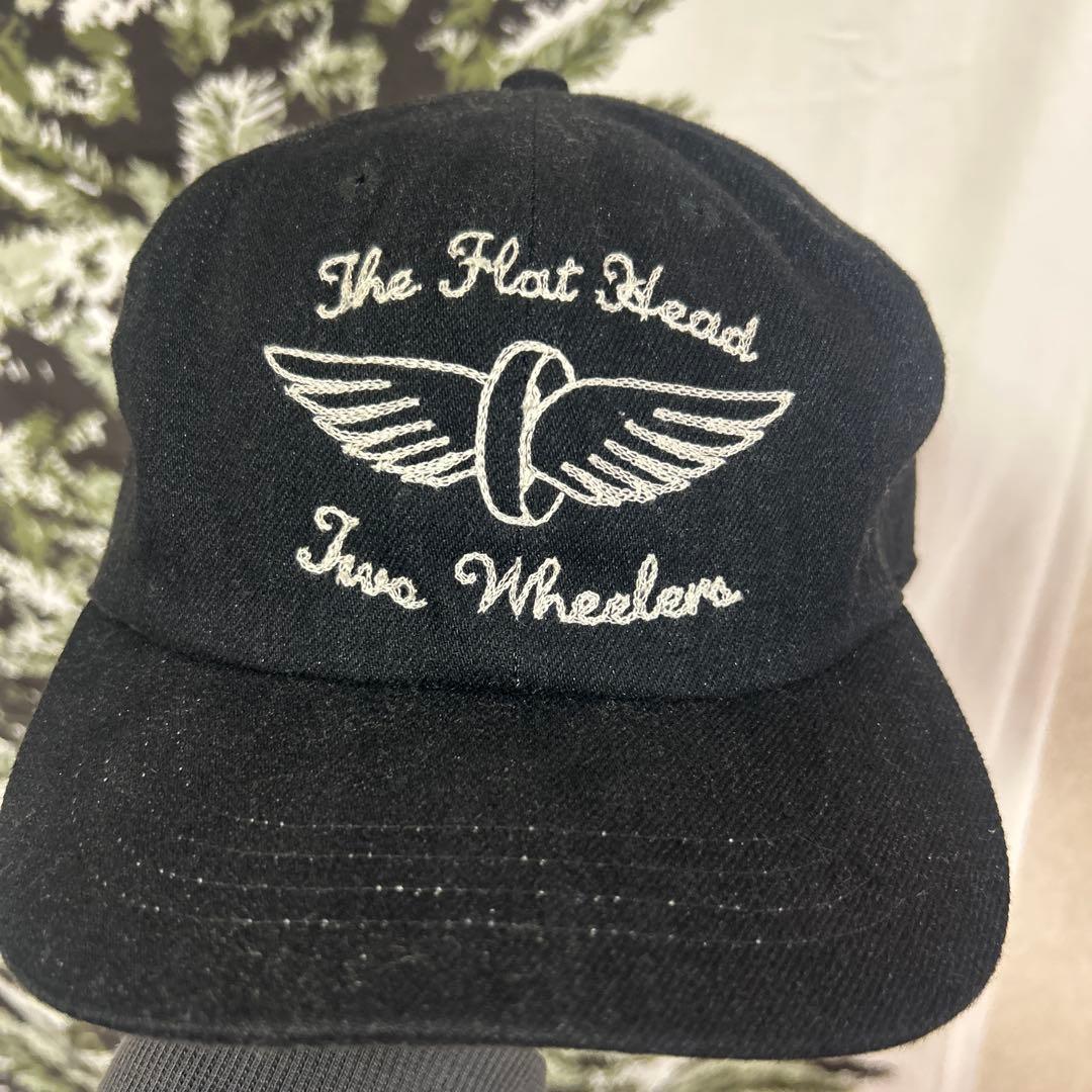 ブラック フラットヘッド ロゴ刺繍 日本製アメカジ帽子