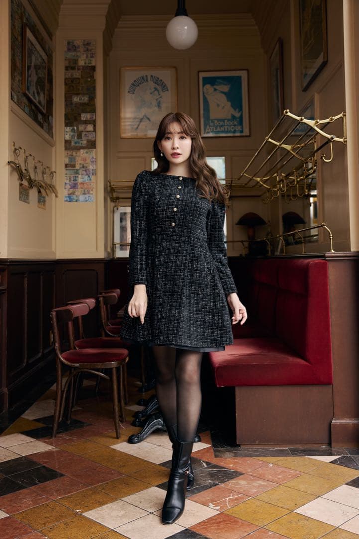 ワンピース Mondrian Tweed Mini Dress / Her lip to