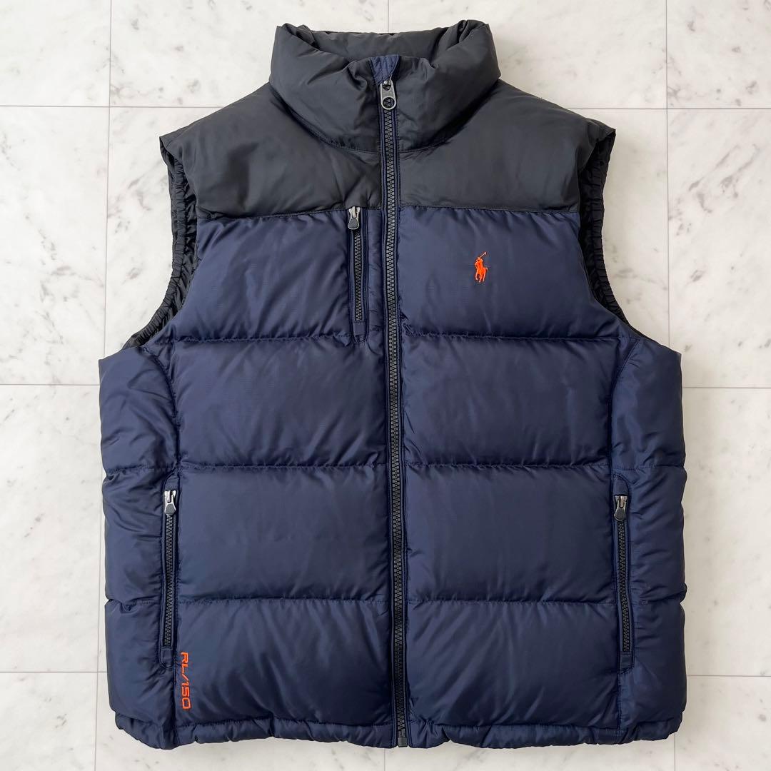 美品♪ポロラルフローレン　L ダウンベスト　RL/150 ネイビー×ブラック