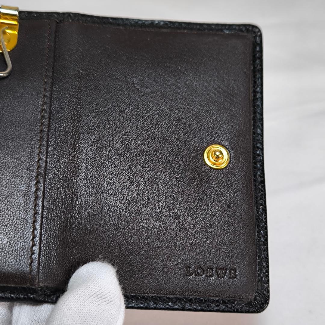 【超美品】ロエベ キーケース ケース アナグラム ロゴ レザー 黒 茶