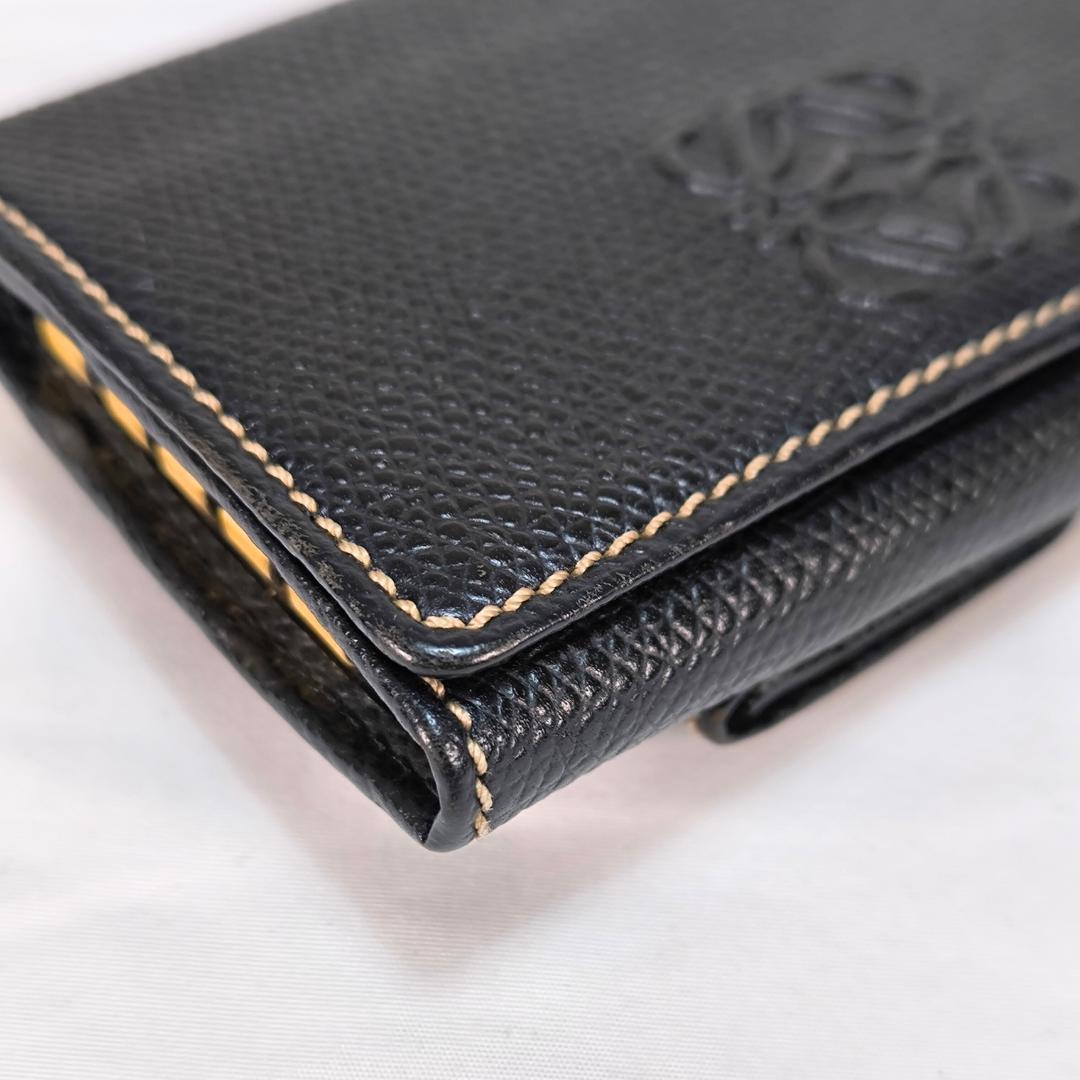 【超美品】ロエベ キーケース ケース アナグラム ロゴ レザー 黒 茶