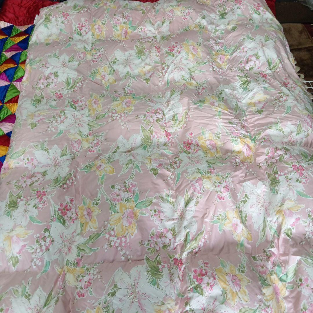 羽毛掛け布団　花柄ダウン90%中羽毛1.4㌔ 160x220cm　(美品)