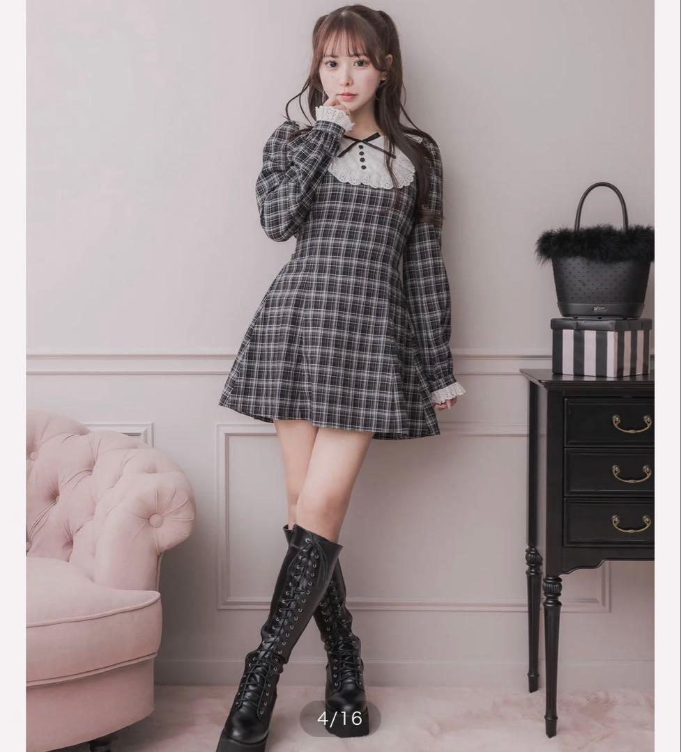 pium コットンレースドーリーカフェワンピ