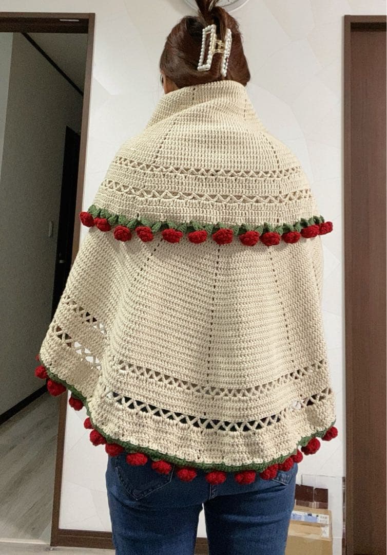 バラの花束ブランケット，直径1.03メートル71本の大きなバラ。ストールとしても