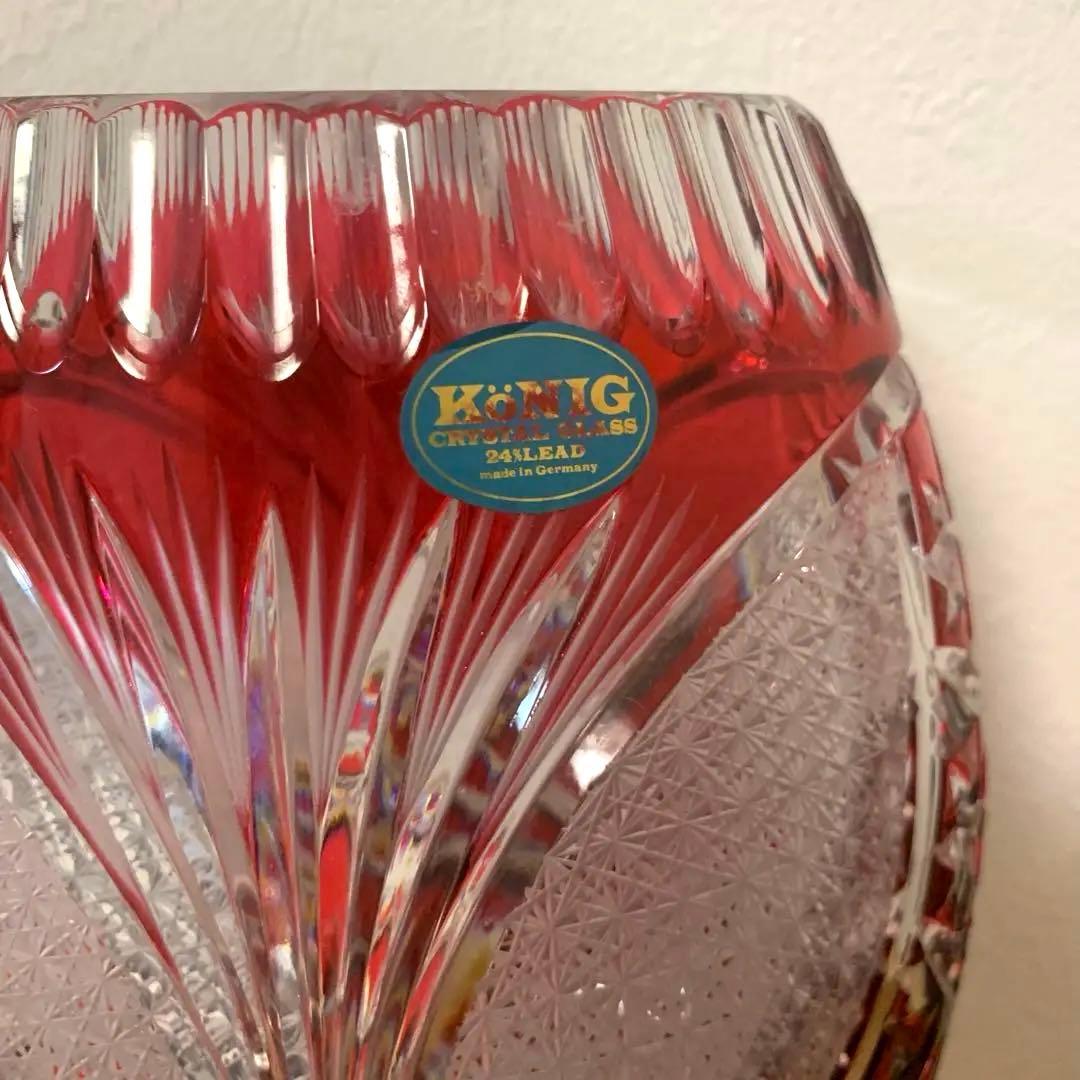 S*S様 【美品】KÖNIG CRYSTAL GLASS 赤色花瓶 切子