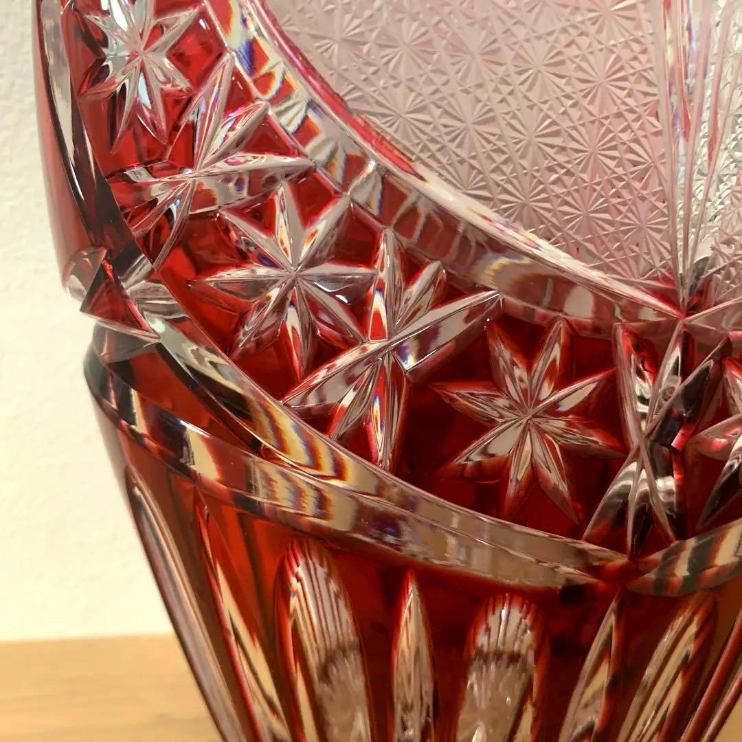 S*S様 【美品】KÖNIG CRYSTAL GLASS 赤色花瓶 切子