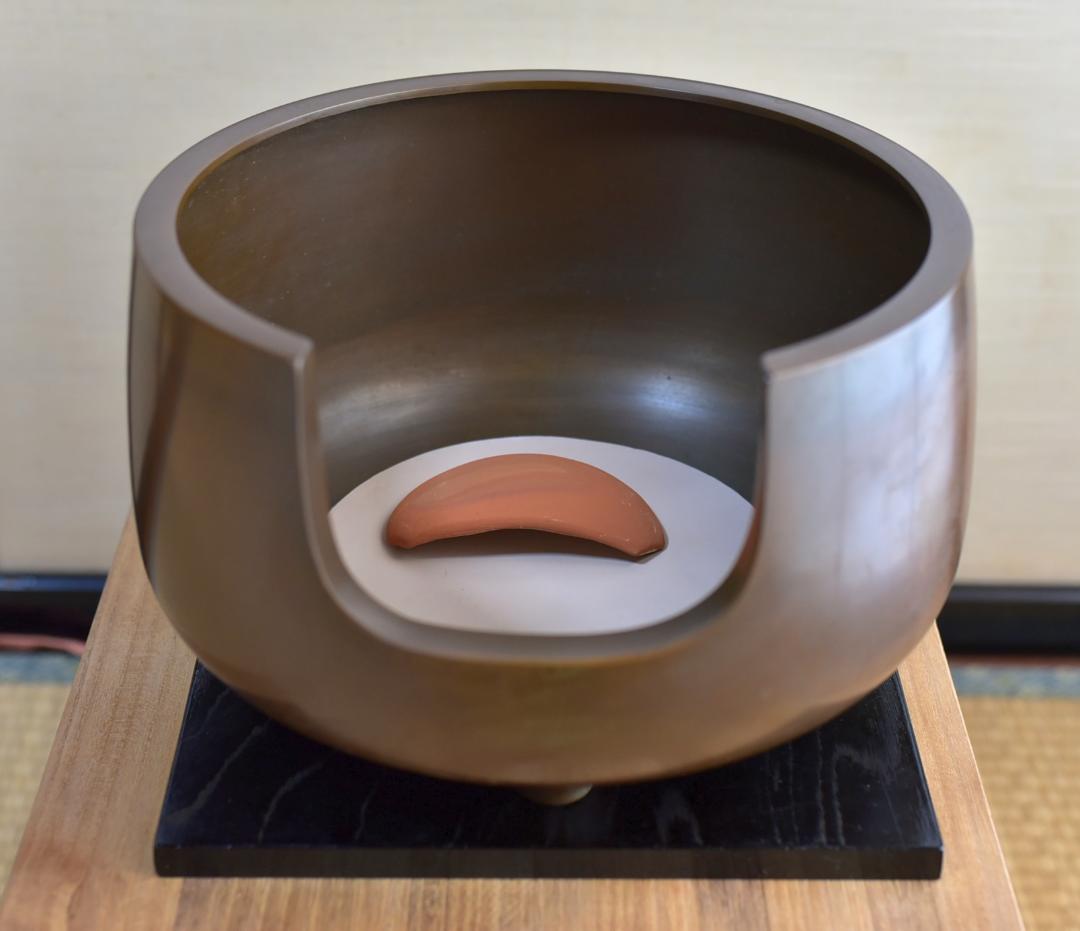 値下げ、鋳銅　秀山作　道安型風炉4点組　囲炉裏、ヒ－タ－　お茶道具/共箱