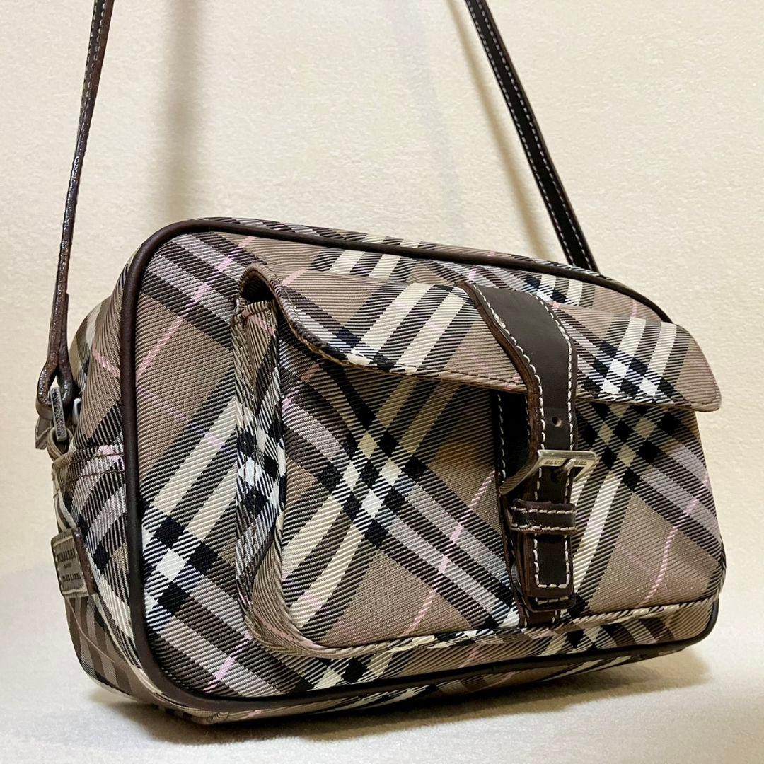 バーバリー ブルーレーベル ショルダーバッグ ポシェット ノバチェック ブラウン