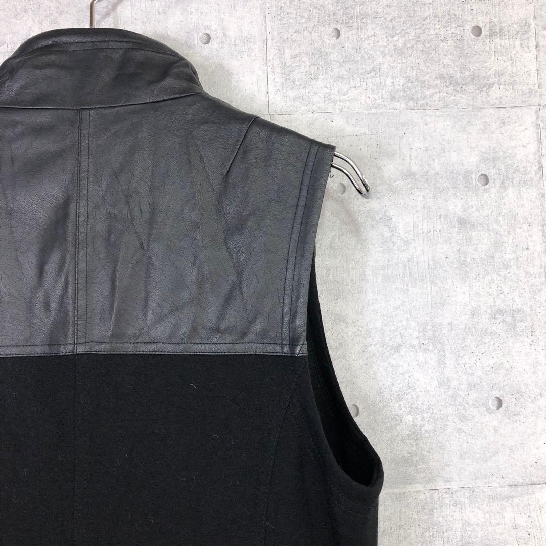 EIKO KONDO 花モチーフ フェイクレザー切替 ノースリーブワンピース