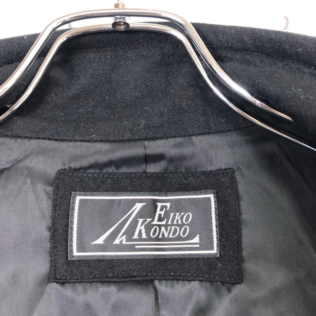 EIKO KONDO 花モチーフ フェイクレザー切替 ノースリーブワンピース