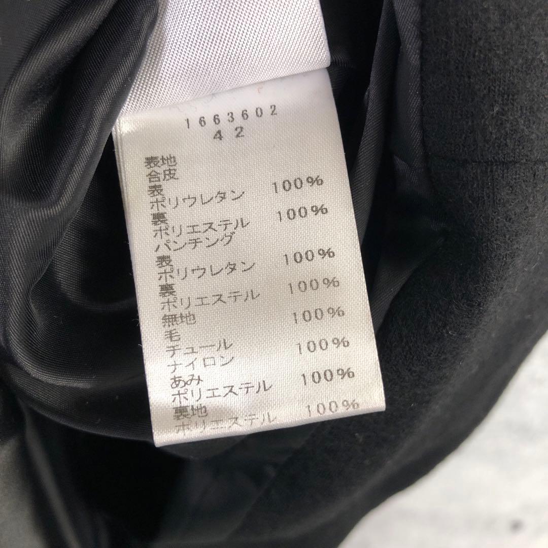 EIKO KONDO 花モチーフ フェイクレザー切替 ノースリーブワンピース