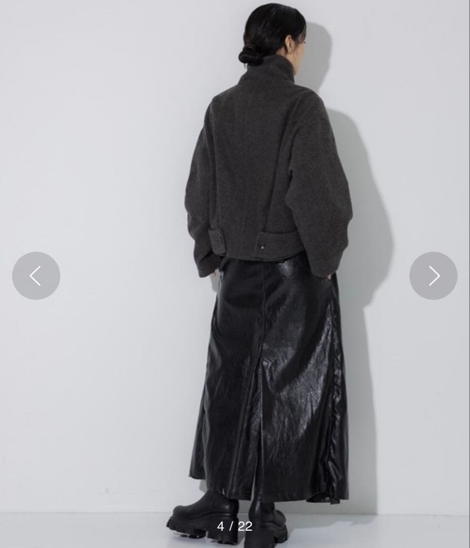 STUDIOUS スタンドカラーウールブルゾン　ダークグレー