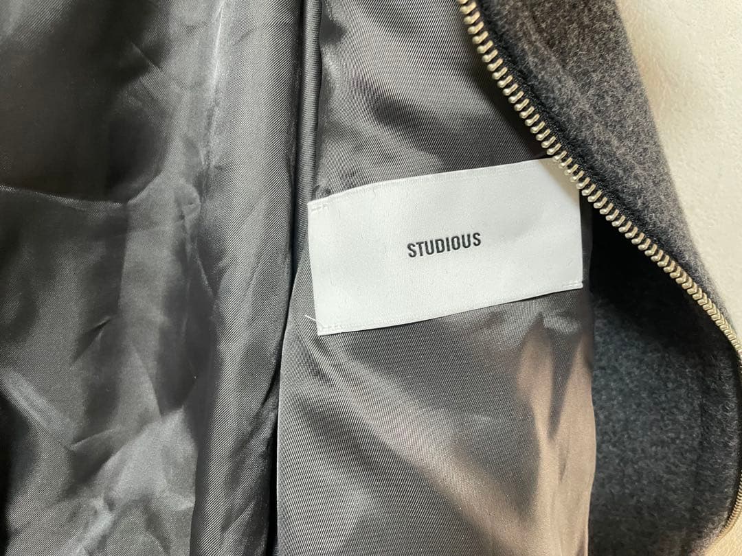 STUDIOUS スタンドカラーウールブルゾン　ダークグレー