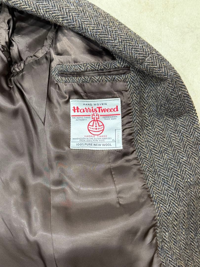 RING JACKET製　ハリスツイード　ブラウンヘリンボーンジャケット