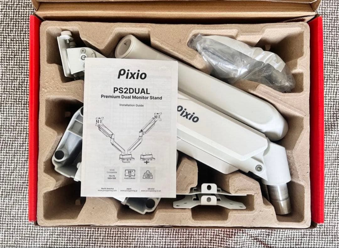 Pixio PS2D White モニターアーム 白 デュアル