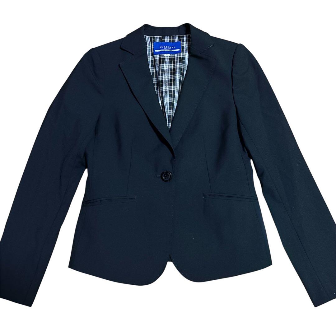 【美品】バーバリーブルーレーベル スカートスーツセットアップ チェック 黒　38