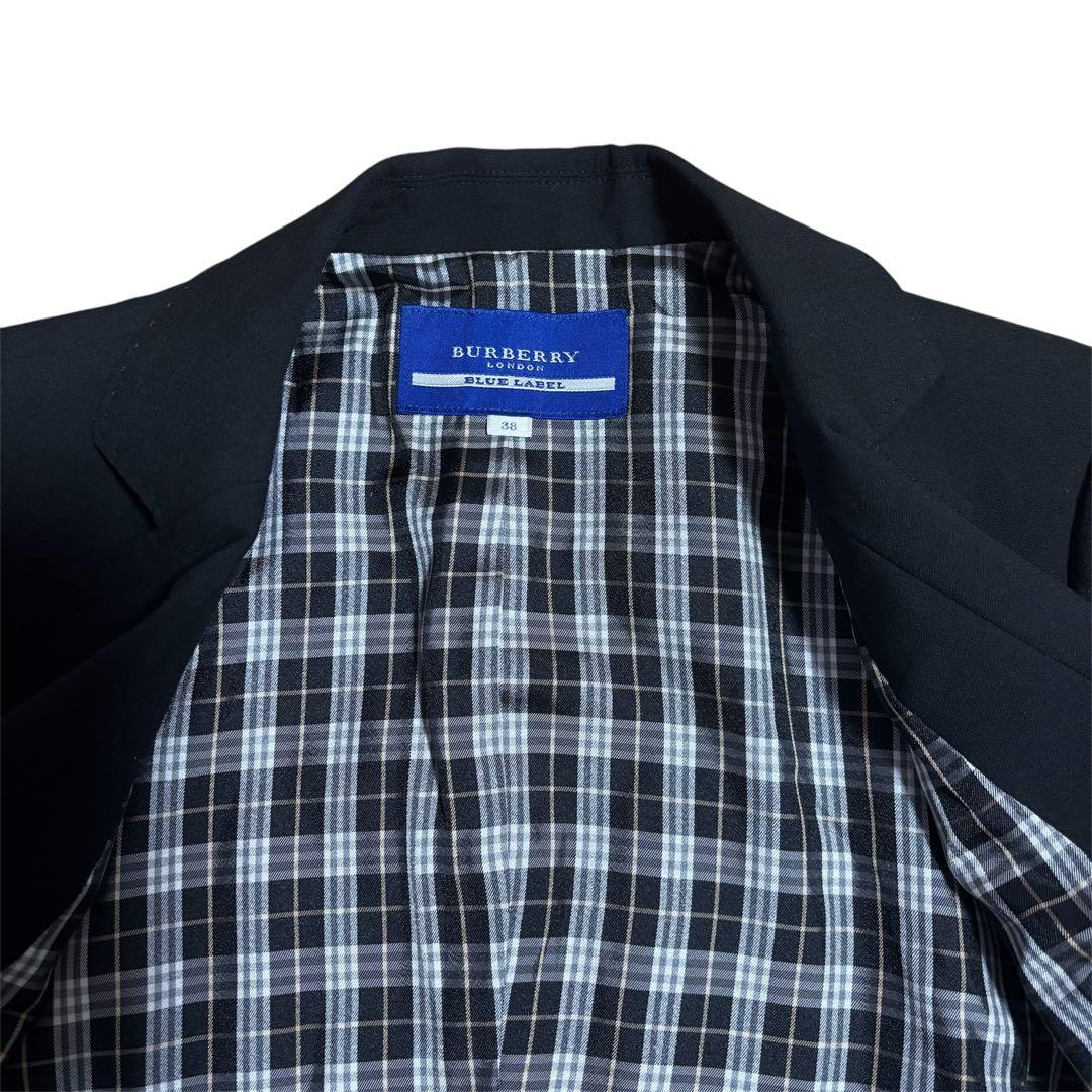【美品】バーバリーブルーレーベル スカートスーツセットアップ チェック 黒　38