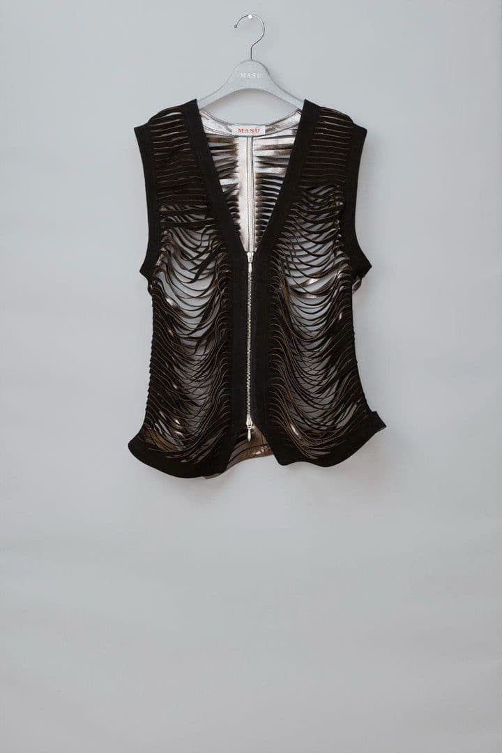 トップス MASU SHREDDER LEATHER VEST(BLACK)