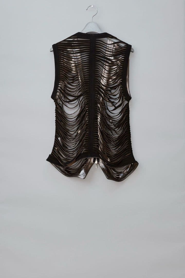 トップス MASU SHREDDER LEATHER VEST(BLACK)