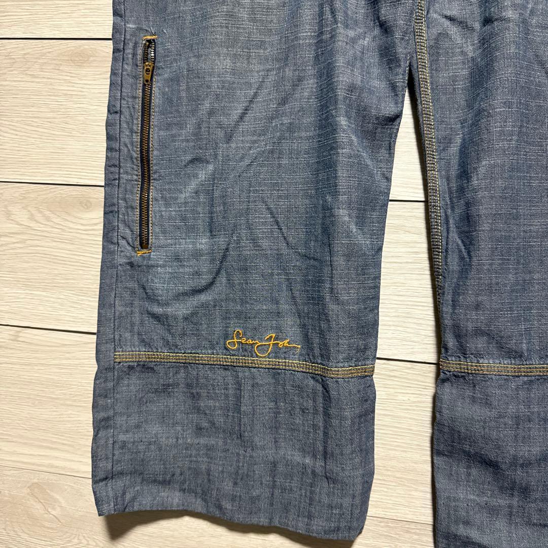 Sean John 極太 オーバーサイズ カーゴデニムパンツ B系 刺繍ロゴ
