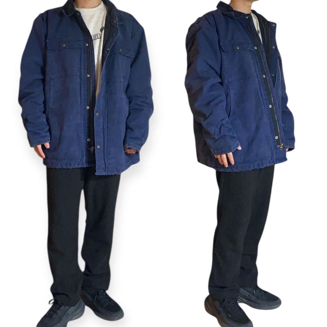 【着画あり】90s襟コーデュロイダックジャケットUSAネイビートラディショナル