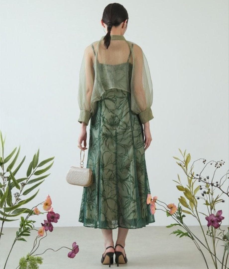 美品 カナ ボウタイ リボン ボレロ ワンピース L 結婚式 大きい ゆったり