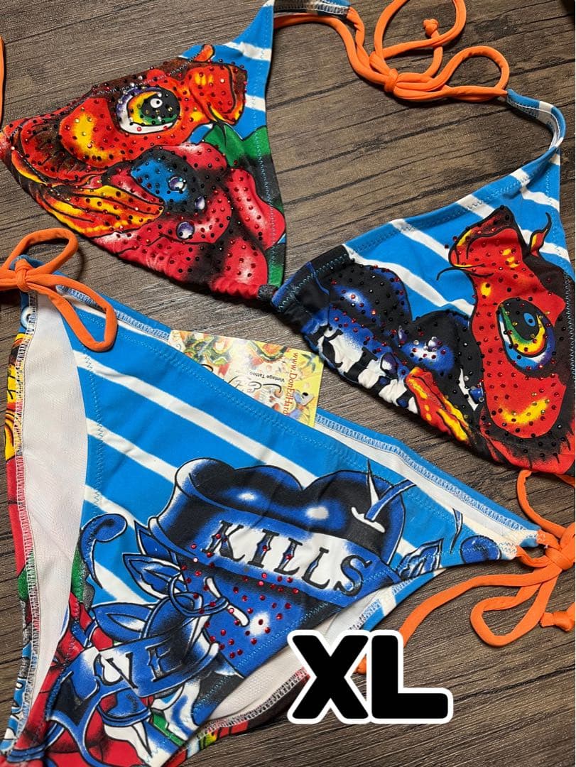 ビキニ　エドハーディー　ラインストーン　水着 レア 希少 XL y2k