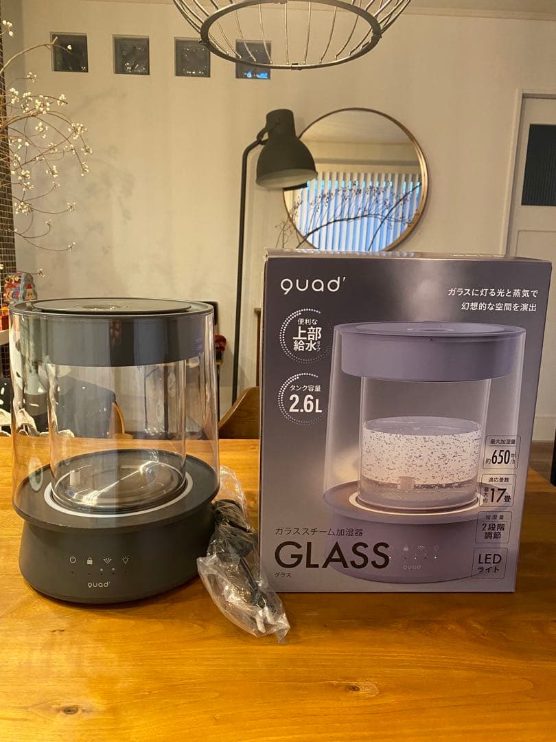 QUADSクワッズガラス加湿器GLASSグレー