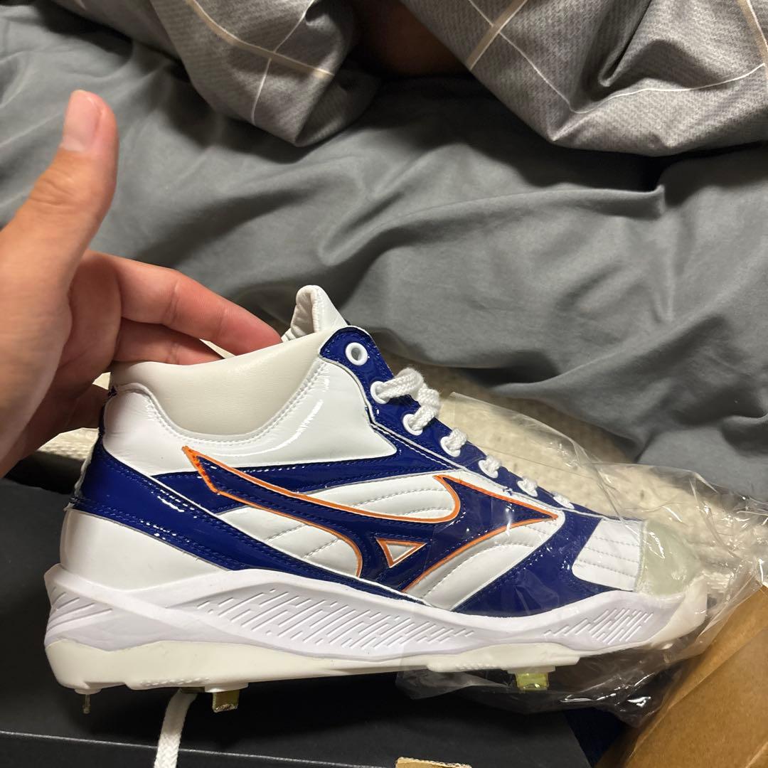 Mizuno ハイカット スパイク 白/青