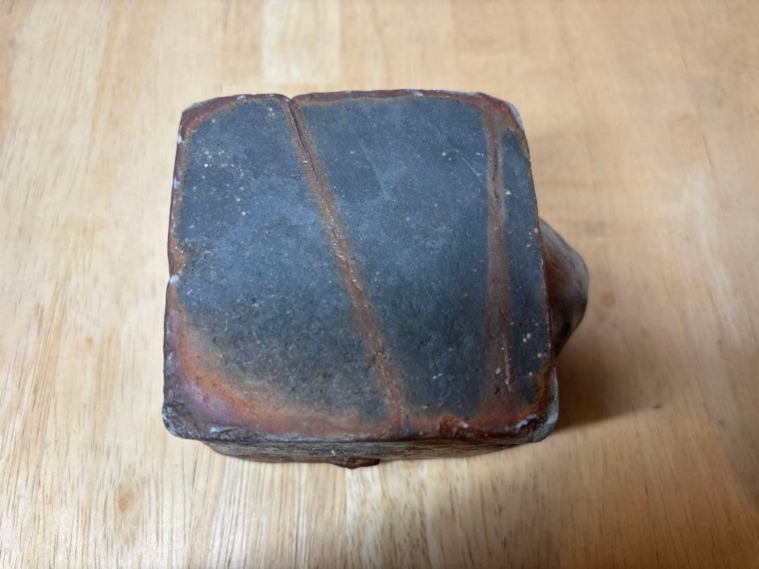 ㊼備前焼 宝瓶 登り窯 梅 うめ ウメ 4角 手びねり 急須