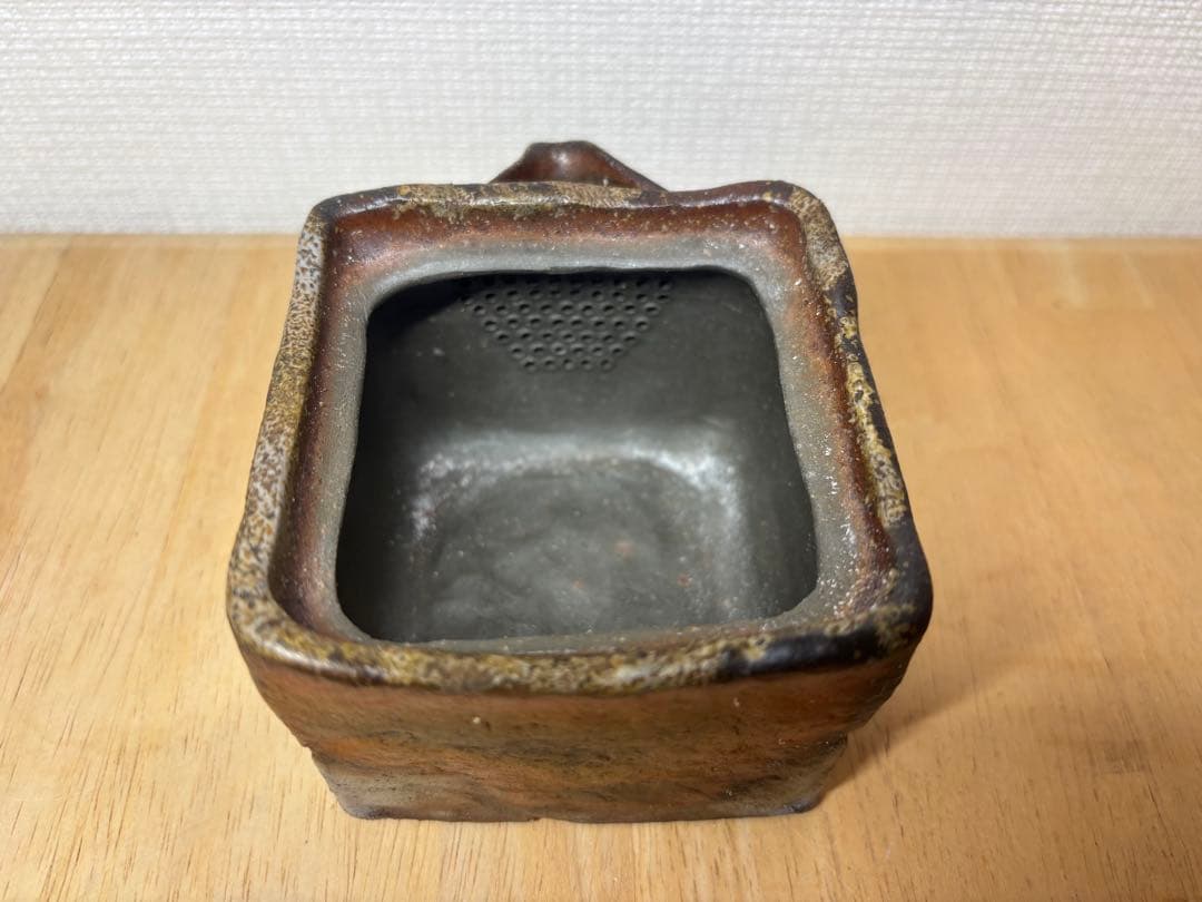 ㊼備前焼 宝瓶 登り窯 梅 うめ ウメ 4角 手びねり 急須