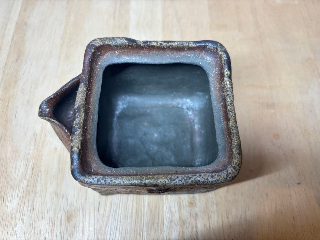 ㊼備前焼 宝瓶 登り窯 梅 うめ ウメ 4角 手びねり 急須