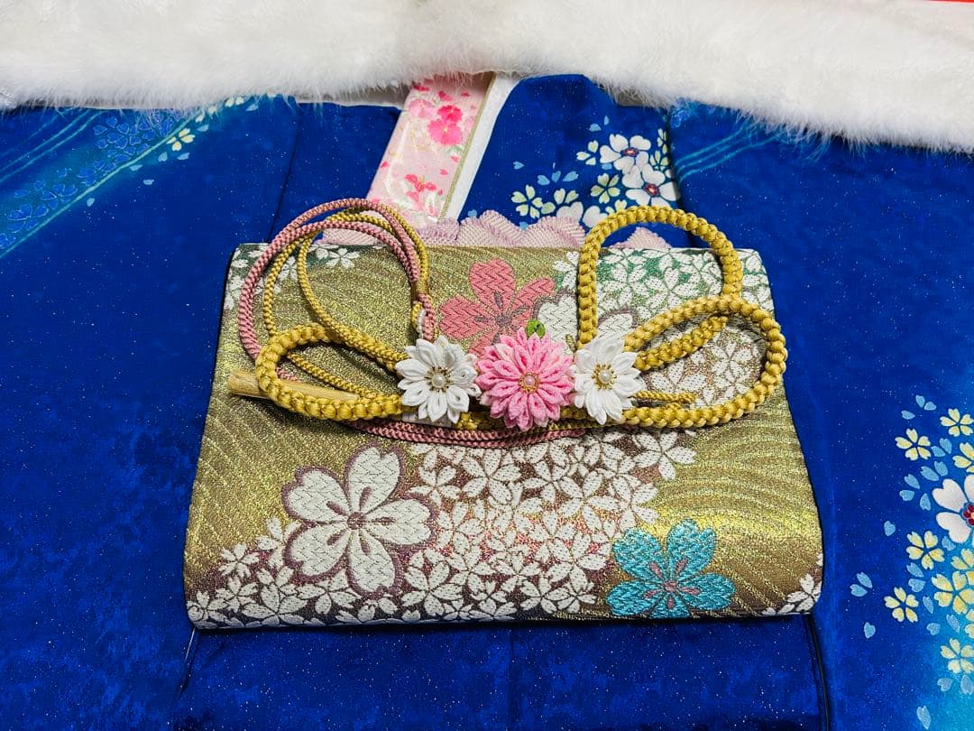 ロイヤルブルーの貴賓溢れるお振袖 25点完全フルセット　未使用