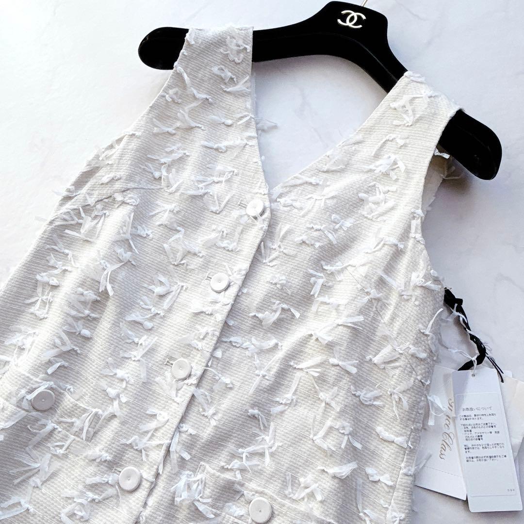 【GRACE CLASS】新品未使用　リボンヤーンジレドレス　ワンピース　36