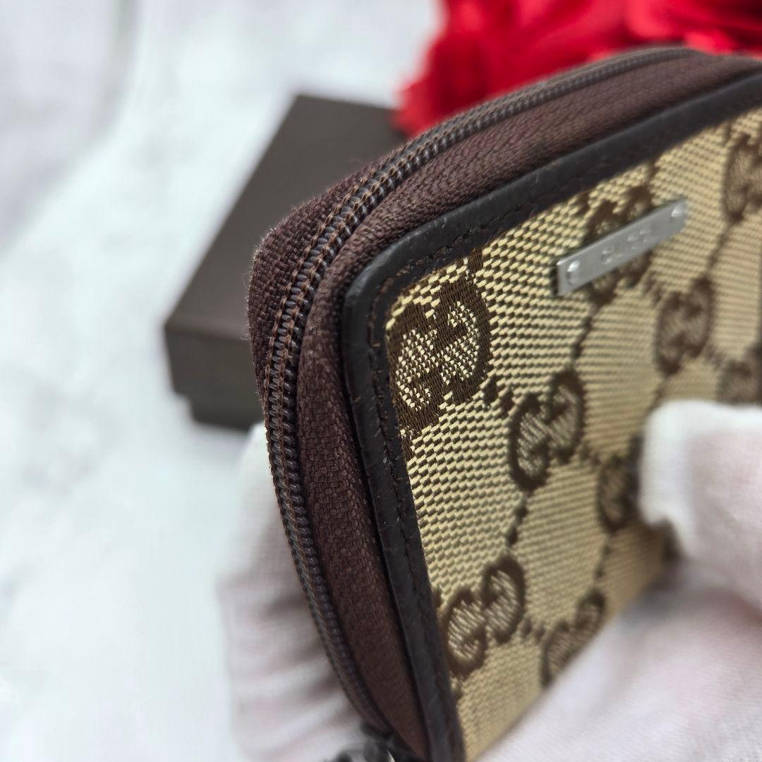 【美品】 GUCCI グッチ ケース 小銭入れ 財布 GG キャンバス 茶