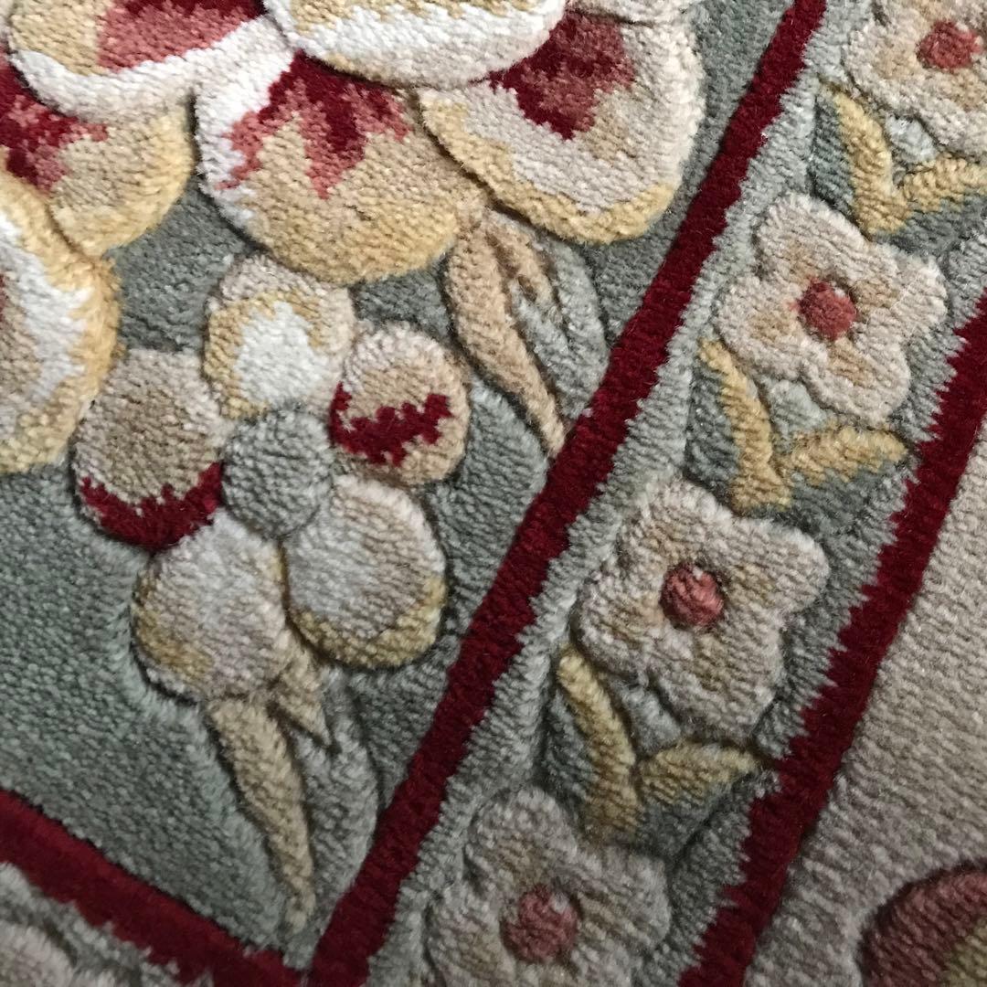 花柄 和風 ラグ ラグマット 段通 絨毯170×240cm グリーン