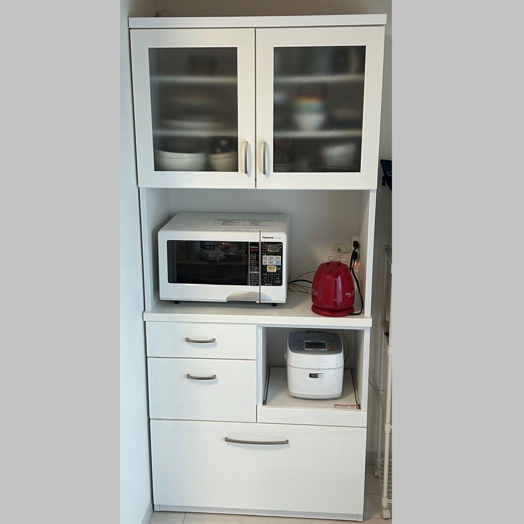 【最終値下げ★5/4まで限定出品】送料込み ニトリ ホワイトガラス扉付き食器棚